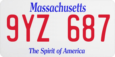 MA license plate 9YZ687