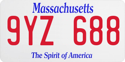 MA license plate 9YZ688