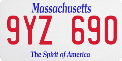 MA license plate 9YZ690