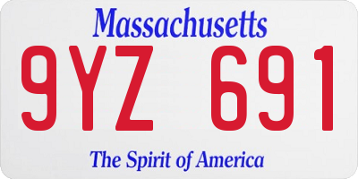 MA license plate 9YZ691