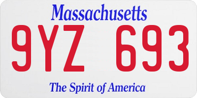 MA license plate 9YZ693
