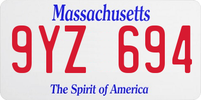 MA license plate 9YZ694
