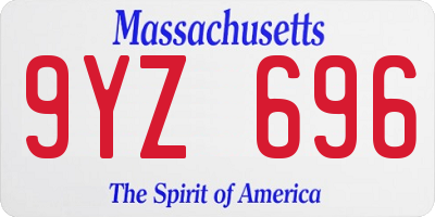 MA license plate 9YZ696