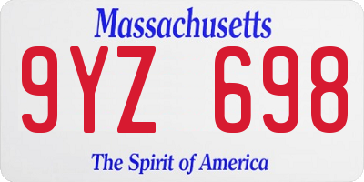 MA license plate 9YZ698