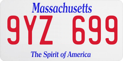 MA license plate 9YZ699