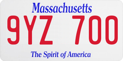 MA license plate 9YZ700