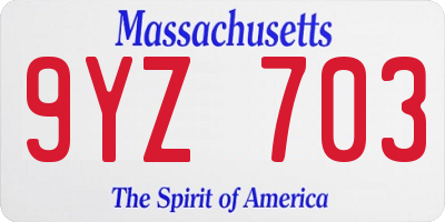 MA license plate 9YZ703