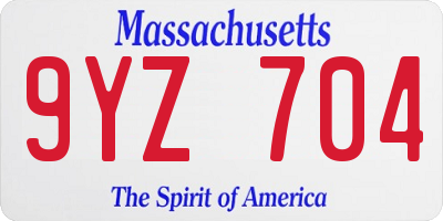 MA license plate 9YZ704