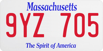 MA license plate 9YZ705