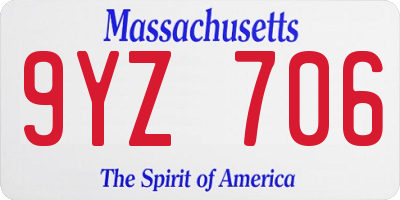 MA license plate 9YZ706