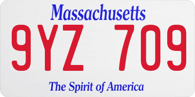 MA license plate 9YZ709