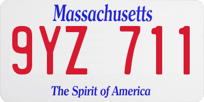 MA license plate 9YZ711