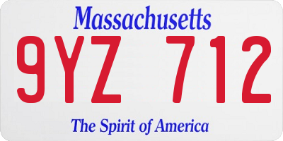 MA license plate 9YZ712