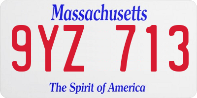 MA license plate 9YZ713