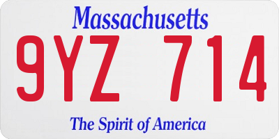 MA license plate 9YZ714