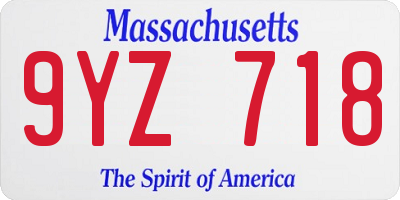 MA license plate 9YZ718