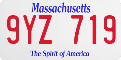 MA license plate 9YZ719