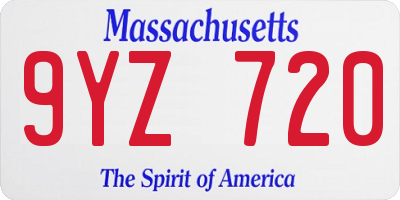 MA license plate 9YZ720
