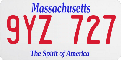 MA license plate 9YZ727