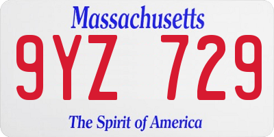 MA license plate 9YZ729