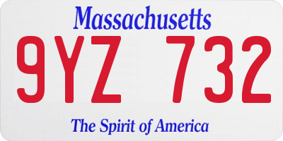 MA license plate 9YZ732