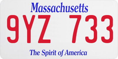 MA license plate 9YZ733