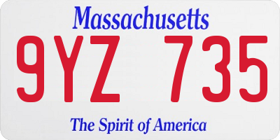 MA license plate 9YZ735
