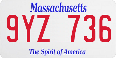 MA license plate 9YZ736
