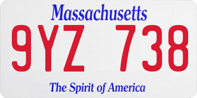MA license plate 9YZ738