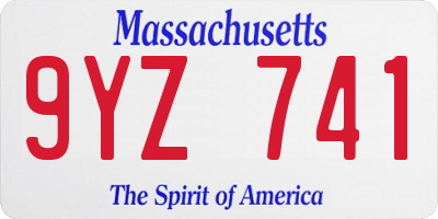 MA license plate 9YZ741