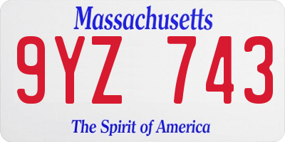 MA license plate 9YZ743