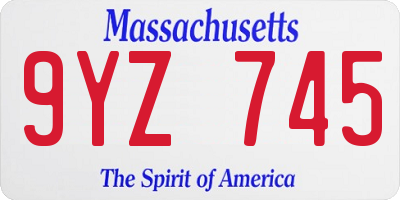 MA license plate 9YZ745