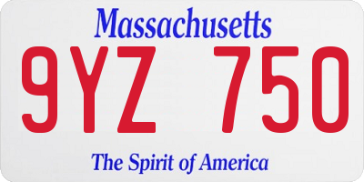 MA license plate 9YZ750