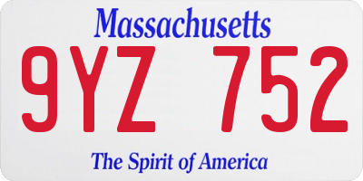 MA license plate 9YZ752