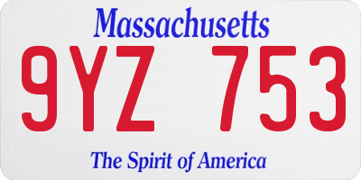 MA license plate 9YZ753