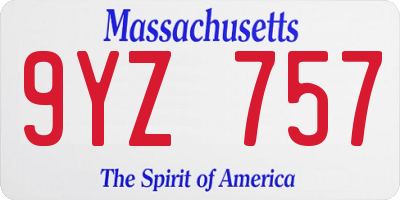 MA license plate 9YZ757