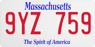 MA license plate 9YZ759