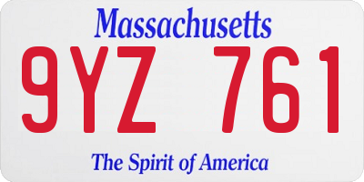 MA license plate 9YZ761