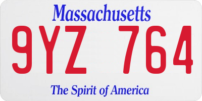 MA license plate 9YZ764