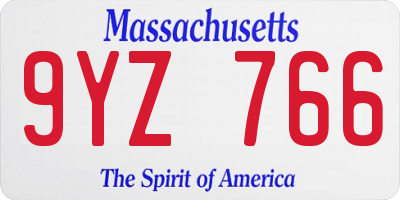 MA license plate 9YZ766