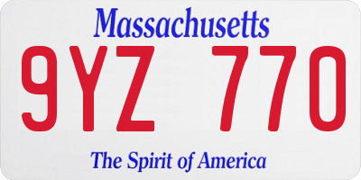 MA license plate 9YZ770