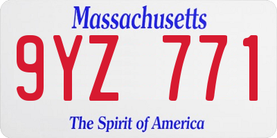 MA license plate 9YZ771