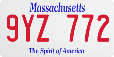 MA license plate 9YZ772