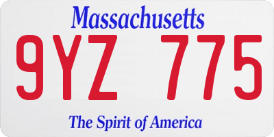MA license plate 9YZ775