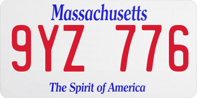 MA license plate 9YZ776