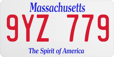 MA license plate 9YZ779