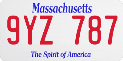 MA license plate 9YZ787