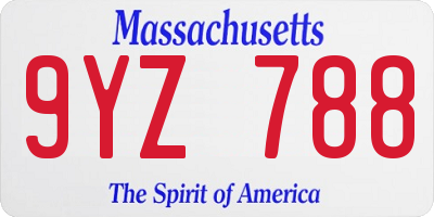 MA license plate 9YZ788