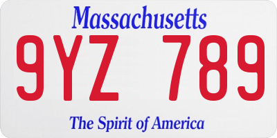 MA license plate 9YZ789