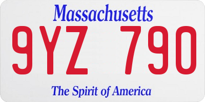MA license plate 9YZ790